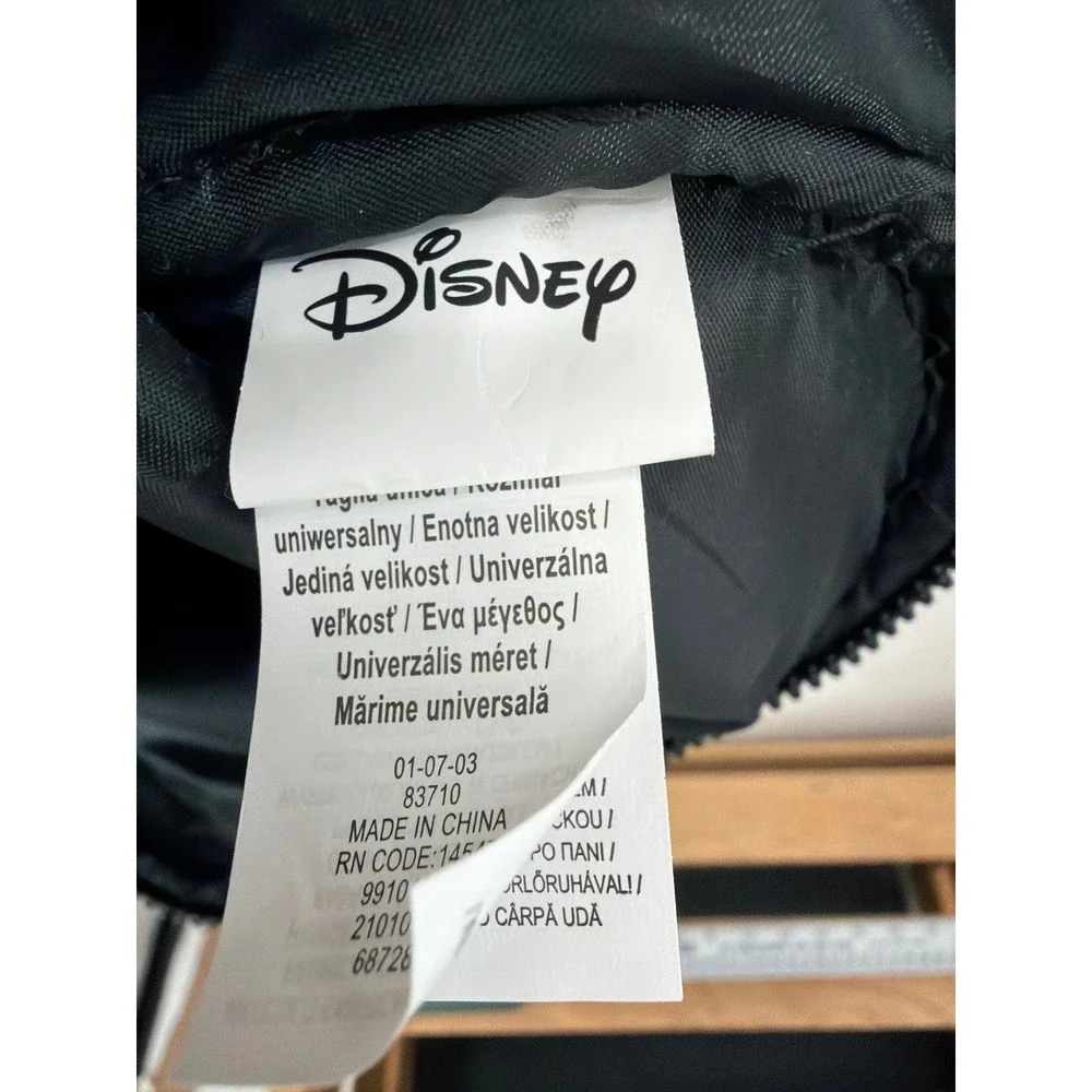 Disney Mickey Mouse Quilted Black Faux Leather Cosmetic Makeup Bag Gold Stud Vtg